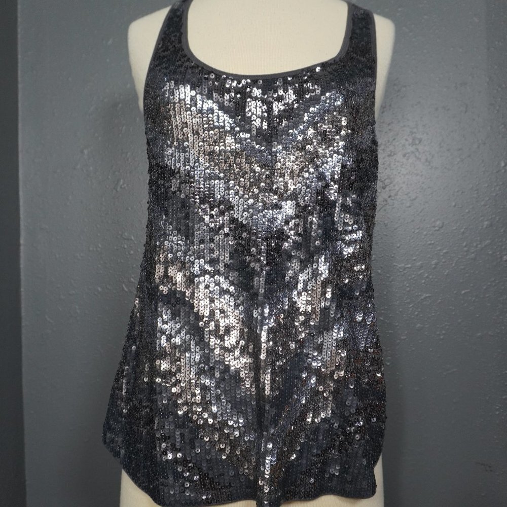 Express Womens New With Tag Grey Brown Sequined Sleeveless Tank Top Size Small